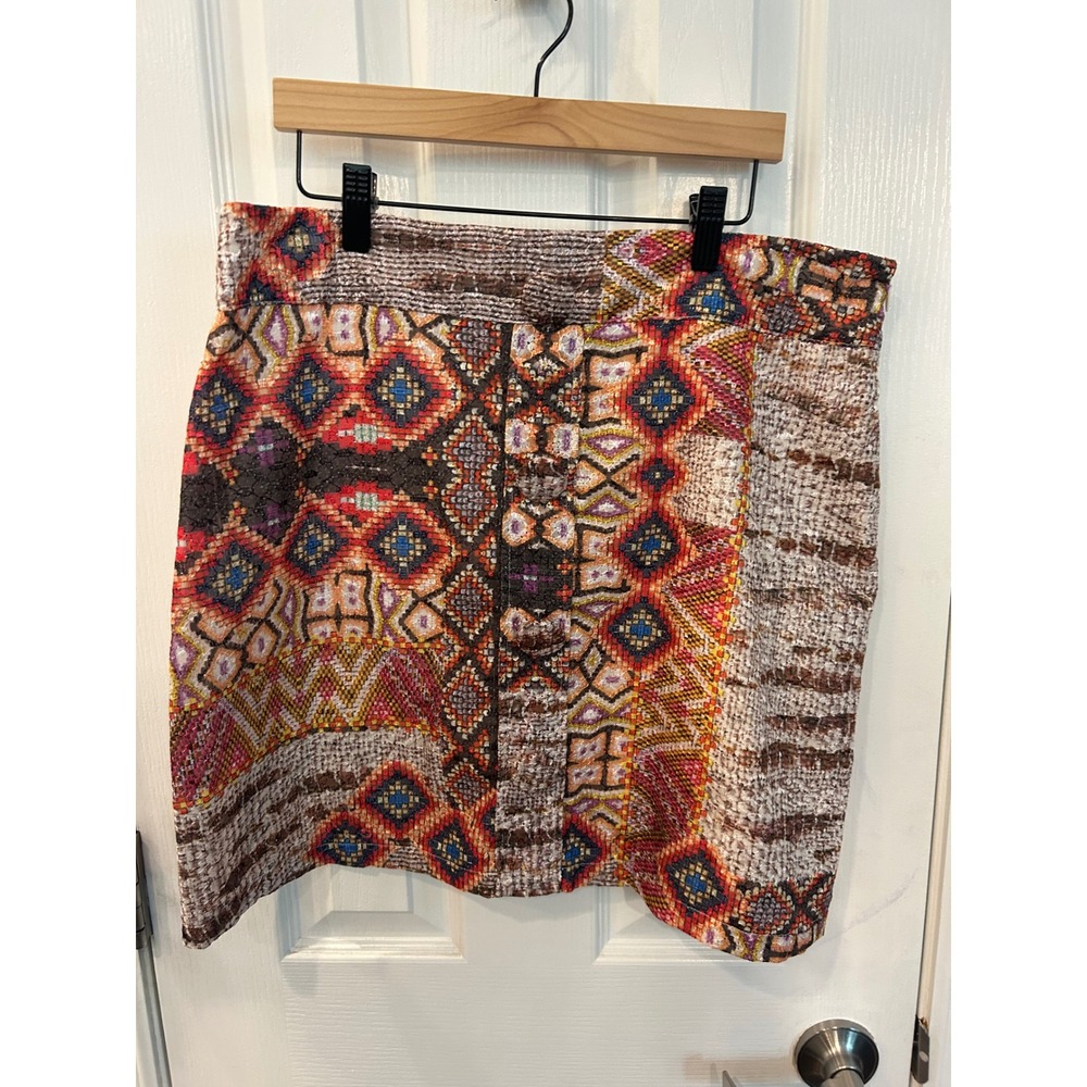 Sweet Sinammon Mini Skirt‎ Multi Color Embroidered Geometric Tribal Boho bin D